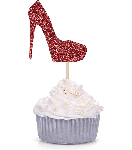 24 Silberne Glitzer-Absatz-Cupcake-Topper – Für Gender Reveal, Babyparty, Geburtstag
