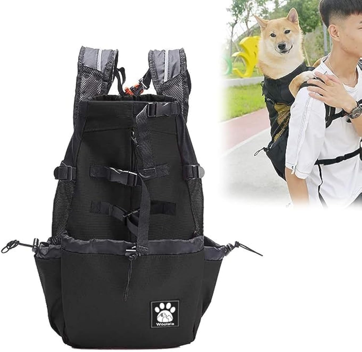 Woolala Light Weight Pet Carrier Backpack for Small and Medium Dogs, Veterinarian Approved Safe Bag for Travel - Easy Take Space Saving (S, Upgraded- Black)