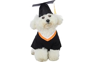 Impoosy Dog Graduation Shirts with Pet Graduation Hats with Yellow Tassel Puppy Graduation Costumes for Dogs Cats Holiday Costume Accessory (M)