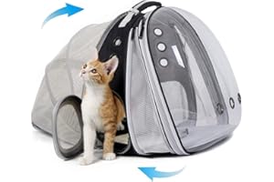 LAIRIES Dual Expandable Cat Backpack Carrier Front & Back Extension Pet Backpack Carrier, Fit up to 20 lbs, Bubble Capsule Do