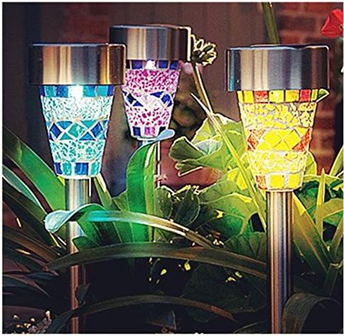 Jia Xiya Solar Lights Outdoor Mosaic Lampshade Solar Mosaic Decoration Stake Light Solar Garden Lights Solar Pathway Lights,Waterproof Stainless Steel LED Lights Best for Lawn Patio Garden