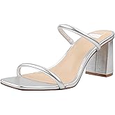 BCTEX COLL Women's High Heeled Sandal Two Strap Square Toe Slip on High-heeled Sandal High Heel Sandal Comfortable for Women