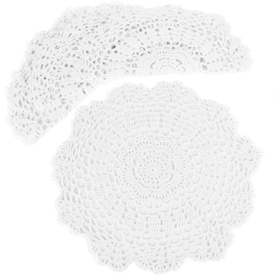 kilofly Crochet Cotton Lace Table Placemats Doilies Value Pack, 4pc, White, Floral, 12 inch
