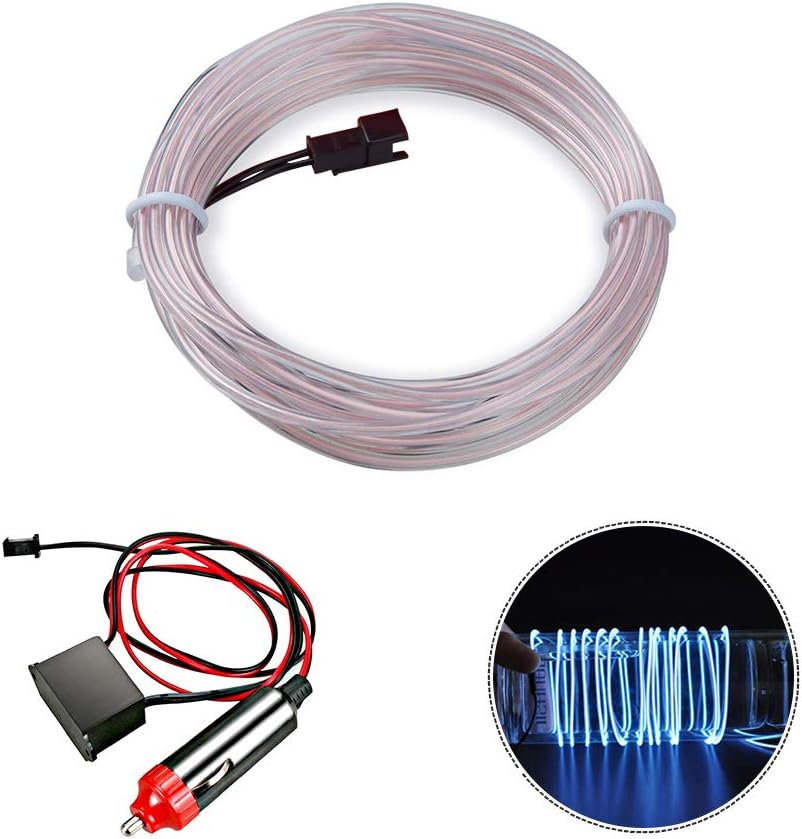 HopeU5® Electroluminescent Wire (EL Wire) Strip Lights 5 Metres Glowing Strobing Neon Light for Car Decoration-White