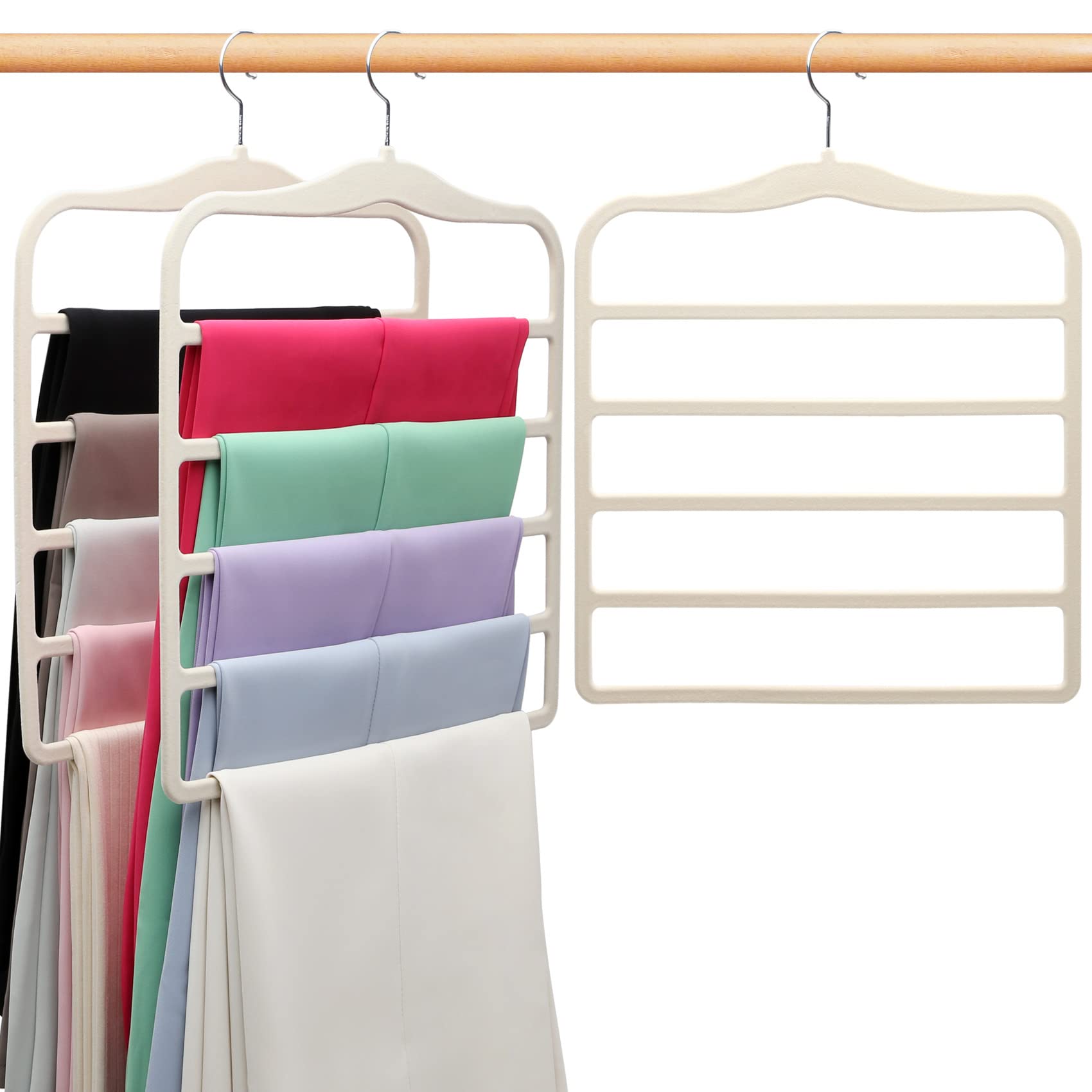 Photo 1 of Closet Organizers and Storage,3 Pack Velvet Pants-Hangers-Space-Saving,Non Silp 5 Tier Scarf Jeans Closet Organizer,Dorm Room Essentials for College Students Girls Boys Guys,Organization and Storage