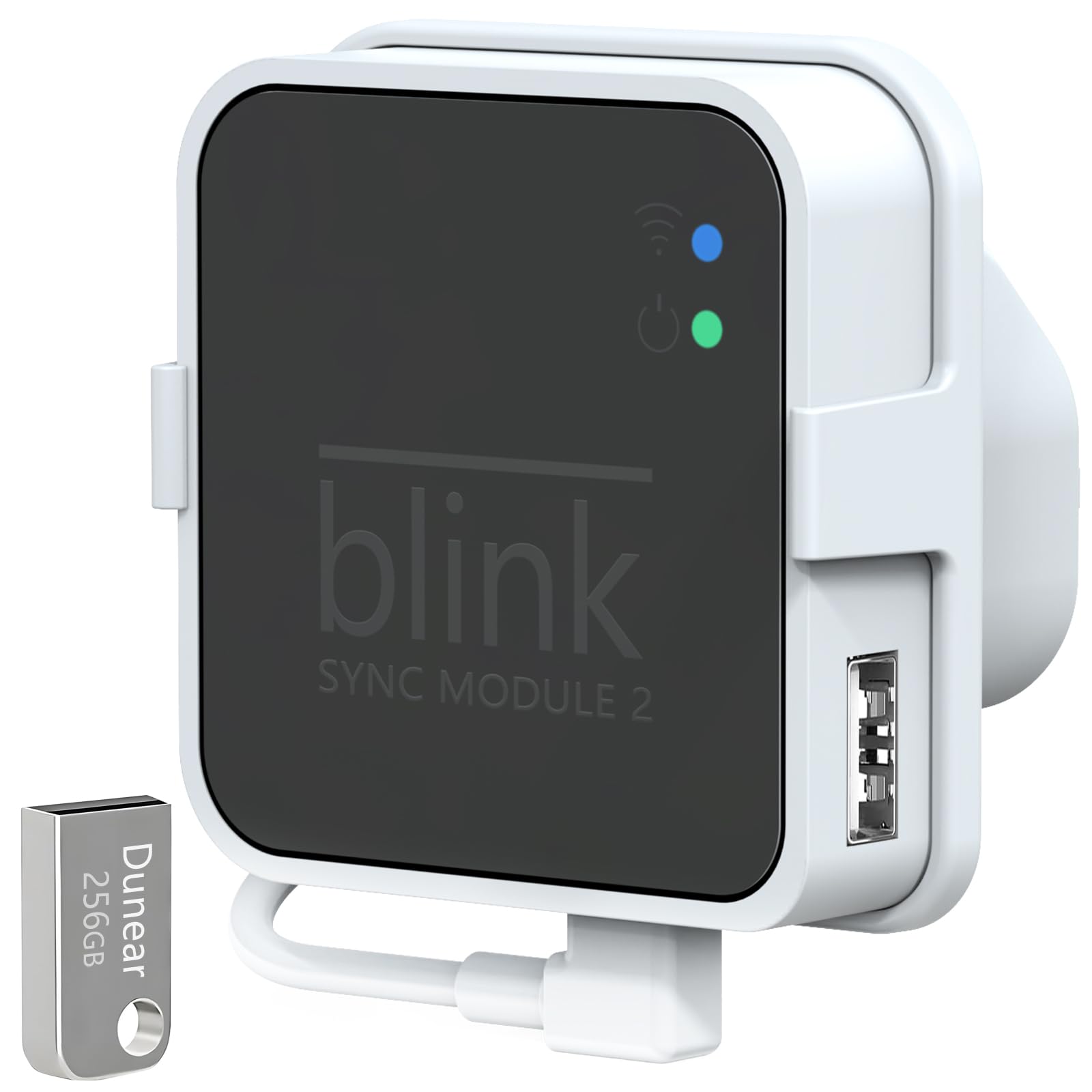 256GB USB Flash Drive and Outlet Mount for Blink Sync Module 2, No-Drilling - Save Space - Easy Move Mount Bracket for Blink Outdoor Indoor Security Camera, with Short Cable