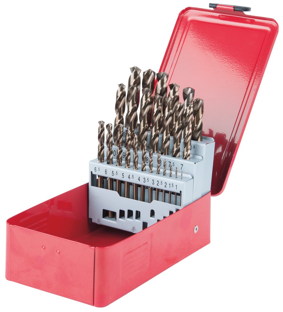 KS Tools 330.3613 HSS-G Co 5 Twist drill set, in metal case, 25 pcs, 1-13mm