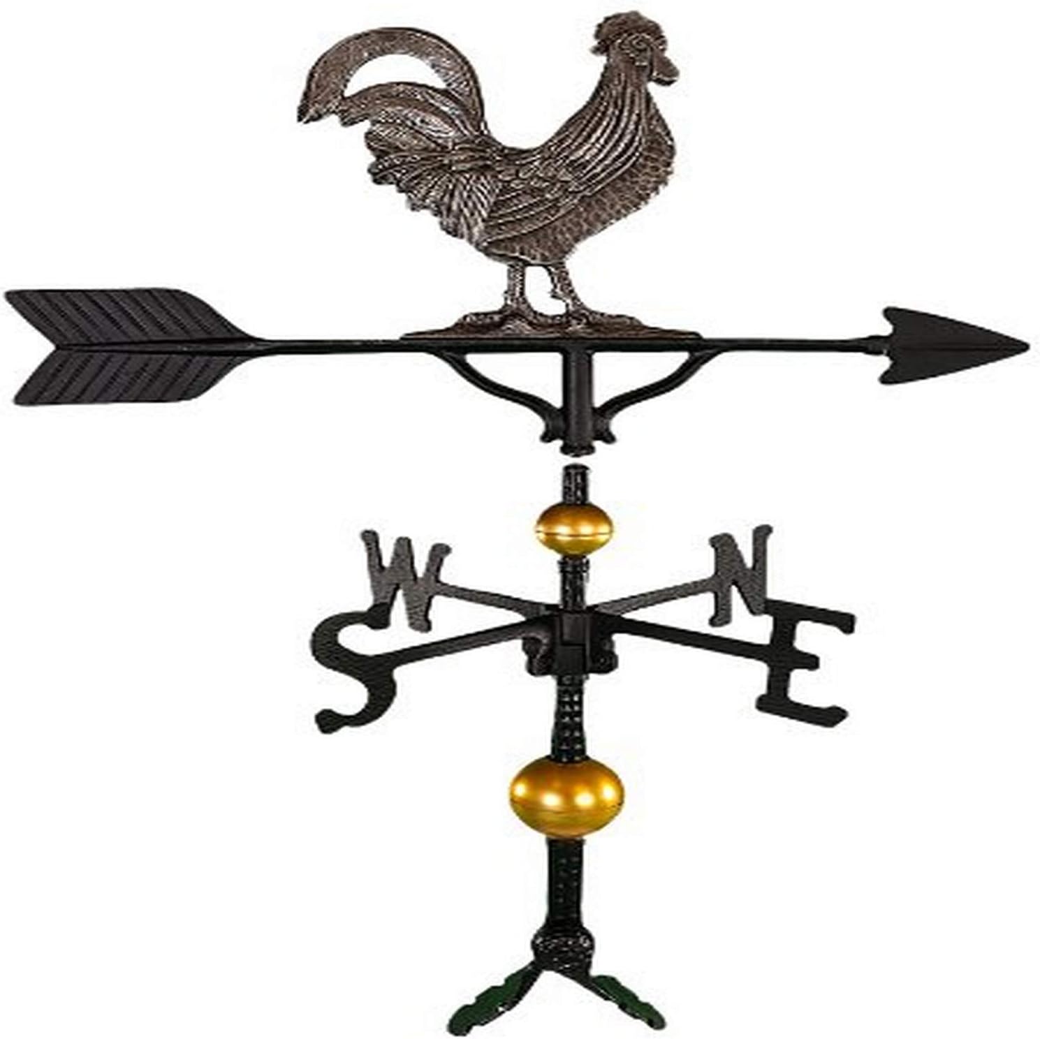 Weathervanes - Montague Metal Products 32-Inch Deluxe Weathervane with Swedish Iron Rooster Ornament