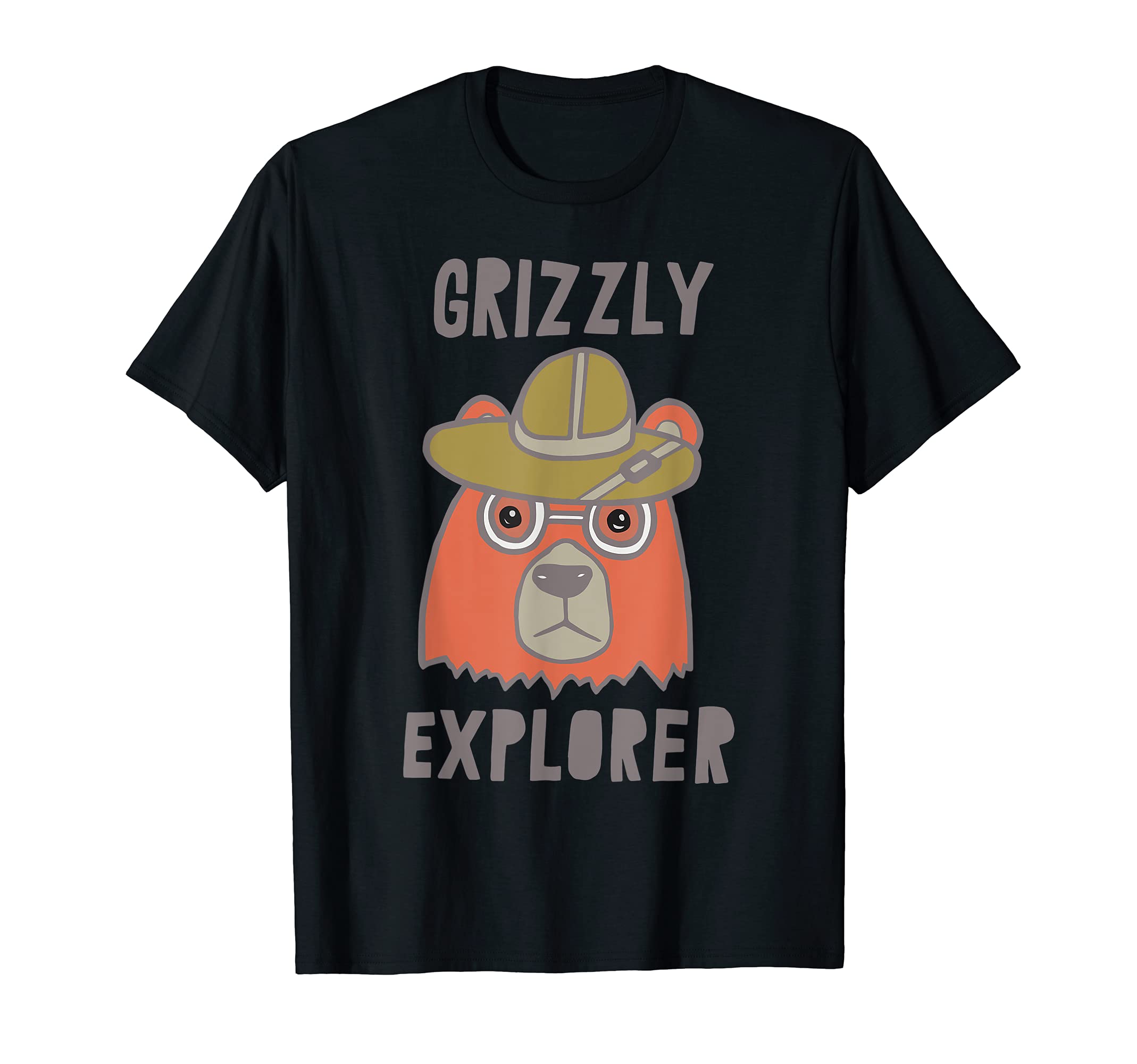 Grizzly Bear Explorer Hat Campfire Camping Camp Hiker Funny T-Shirt