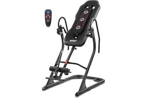 Teclor Inversion Table,Advanced Heat and Massage Function,Strength Training Inversion Table for Back Pain Relief,350 lbs Capacity with Thickened 3D Memory Foam backrest,Black