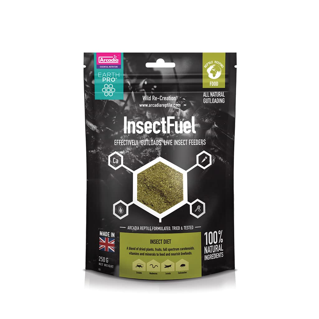 Arcadia - EarthPro-InsectFuel - 250g - Gutload For Insects - Safe & Easy To Use - 100% Natural Ingredients - Contains Full-Spectrum Minerals
