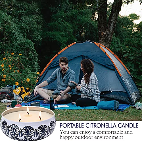 Citronella Candles Outdoor & Indoor, 4 x 12oz Scented Candles Large, Soy Wax 3 Wick Tin Gift Set