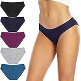Xibing Women's Seamless Underwear No Show Stretch Bikini Panties Breathable Invisible Hipster Panty Multi-Pack