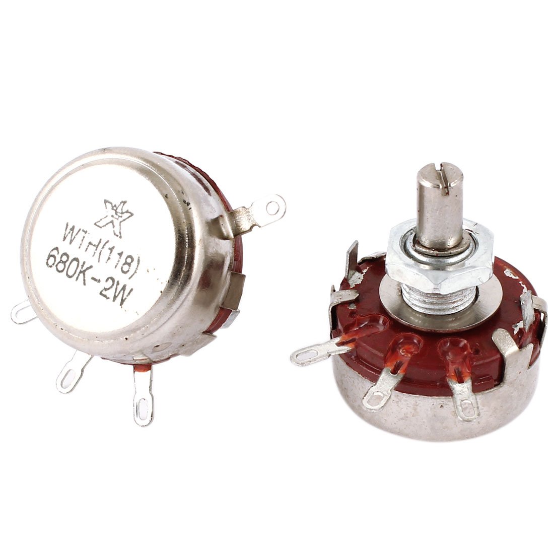 Sourcingmap WTH118 680K Ohm 2W 6mm Shaft Carbon Rotary Potentiometer 2Pcs