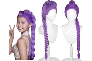 WPOYM Rumi Demon Hunters Purple Rumi Wig – 24" Dark Purple Braided Cosplay Hair, Heat-Resistant Synthetic Fiber