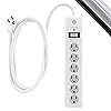 GE 6-Outlet Surge Protector, 4 Ft Extension Cord, Power Strip, 800 Joules & 3-Outlet