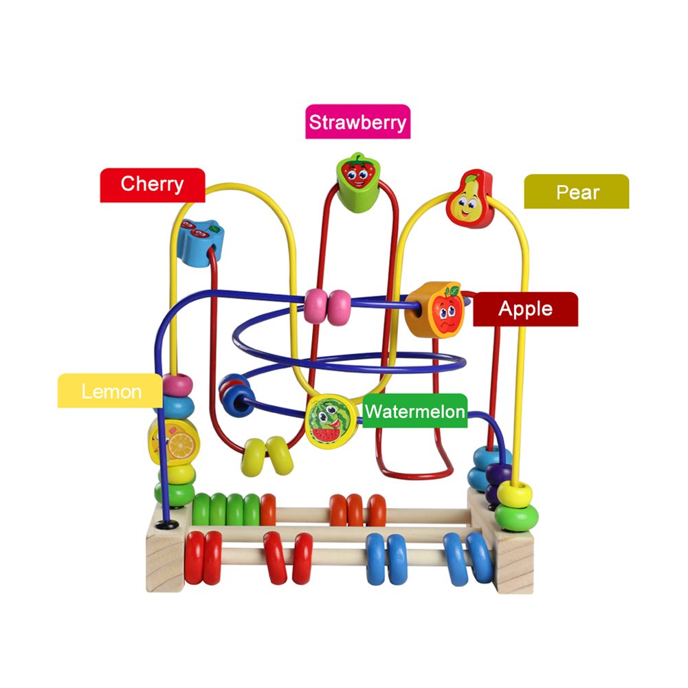 Fajiabao Bead Maze Wooden Toys Roller Coaster Colorful Abacus Circle Toy for Kids Boys Girls