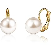 Aliyoham Baroque Pearl Drop Earrings for Women, 14K Gold Plated Hypoallergenic Huggie Hoop Earrings for Wedding Jewelry