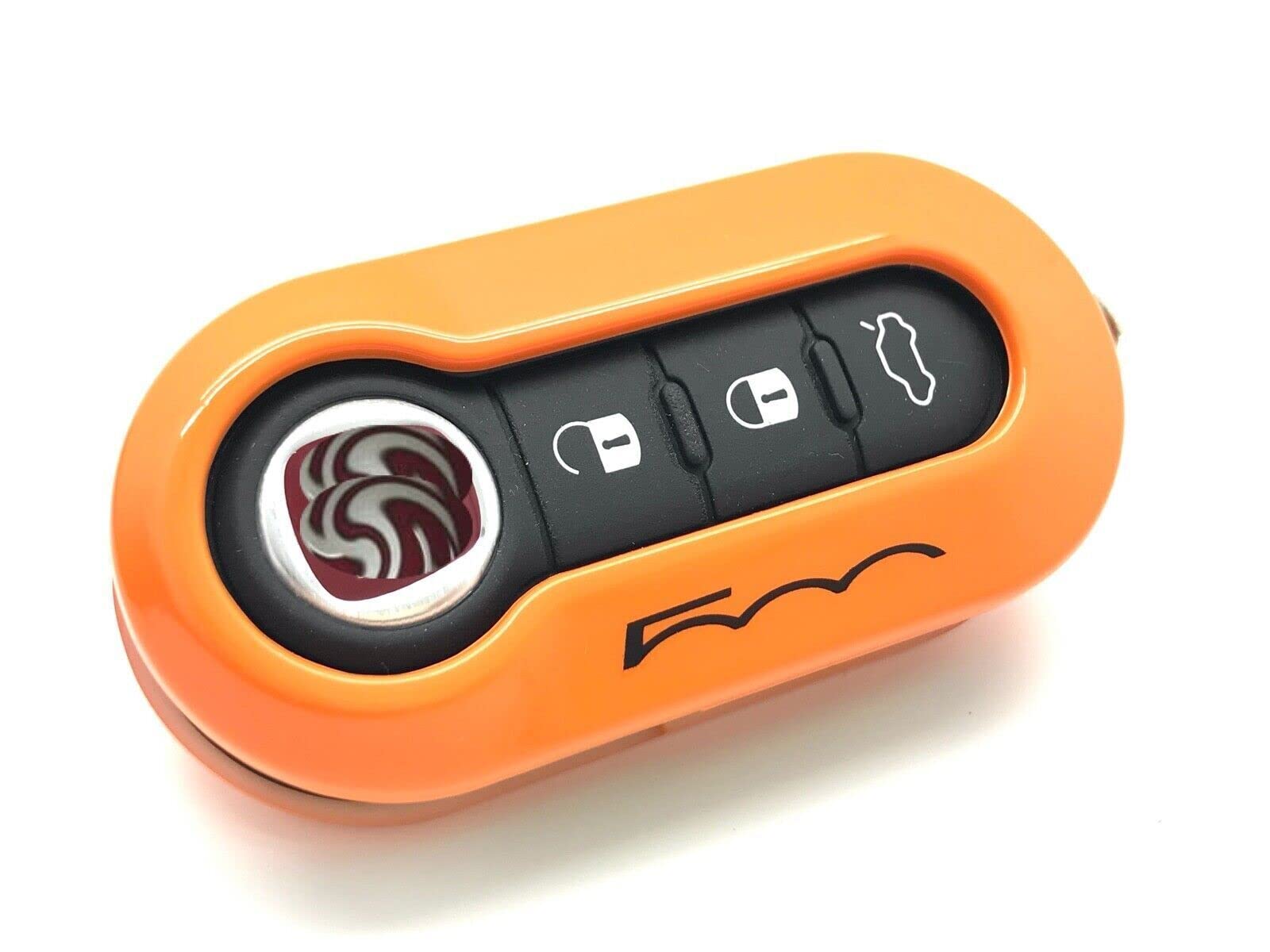 Nordecco Glossy Key Fob Case Compatible with Fiat 500C 500-500L Abarth Grande Punto Brava Panda Stilo Linea (Orange - Black) (Key Case - Orange/Black)