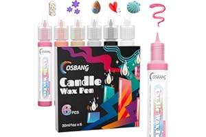 OSBANG Candle Wax Pen, 6 Vibrant Colors Candle Wax Pen Set, Easy to Use for Festival, Birthday Decorating, Blessing Writing & More DIY Crafts(30ml/1oz*6)