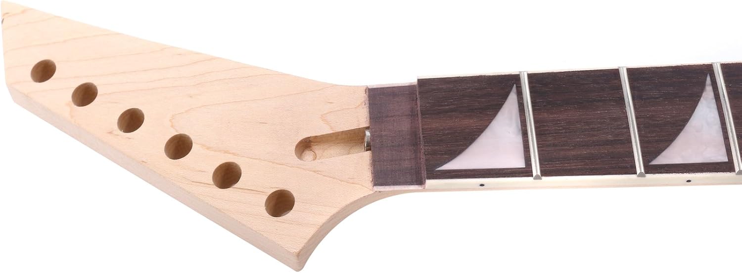 Yinfente Unfinished Electric Guitar Neck Replacement 24 Fret 25.5 Inch Maple wood Fretboard