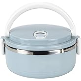 Portable Lunch Box, Stackable Lunch Box Container Stainless Steel Blue Thermal Insulated Rice Noodles Lunch Box Food Container Seal and Heat Preservation(Single layer)