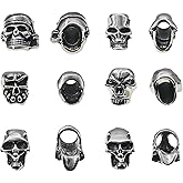 ShineIn Metal Beard Skull Beads Paracord Beads Accessories DIY Large Hole for Jewelry Making 12 Pack