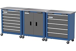LARBANKE Combination Tool Cabinet,3 Different Types of Tool Cabinets with Connecting Buckle:5-Drawer/7-Drawer/Double-Door Tool Cabinet,Individually Usable,Large Rolling Tool Chest with Wheels