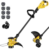 Cordless String Trimmer for Dewalt 20V, 12-Inch Weed Wacker (Tool Only) | 700W, 10,500 RPM, 90&deg; Rotating Handle, Adjustable Shaft, Support Wheel, Battery Display, Safety Lock, 5.1 lb, 7 Spools