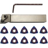 3/4" 20MM Right Cutting CNC Lathe Carbide Excircle Indexable Turning Tool Holder Bit Set MWLNR2020K08 with 10pcs WNMG432 WNMG080408 Indexable Carbide Inserts for Hardness Steel