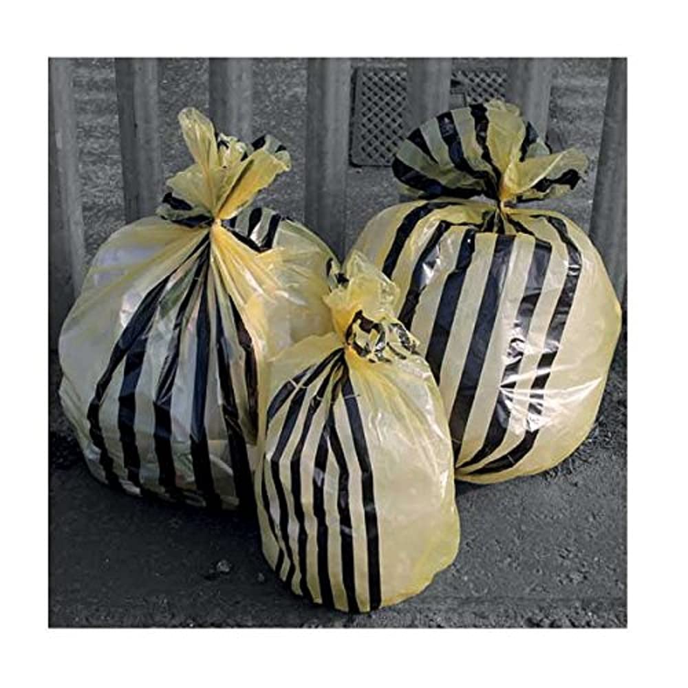 Hanfare TSYB/1 Tiger Stripe Clinical Waste Sacks, Yellow, 70 L (Pack of 50)