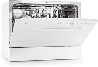 Klarstein Amazonia 6 Argentea Spülmaschine Tischgeschirrspüler (freistehend, A+, 174 kWh/Jahr, 55 cm breit, 49 dB leise, 6 Maßgedecke, 6 Programme, Aquastop) silber