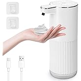 GuDoQi Automatic Touchless Foaming Soap Dispenser, 4-Level Adjustable Foam, USB Rechargeable Hand Soap Dispenser for Bathroom, Kitchen Countertops, 12.2oz/360mL, White