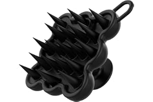HOMEIJA Silicone Scalp Massager Shampoo Brush for Hair Growth, Dandruff Removal & Wet/Dry Care, Hair Scrubber Scalp Stimulator Exfoliator Brush with Soft Bristles for Men & Women, Black