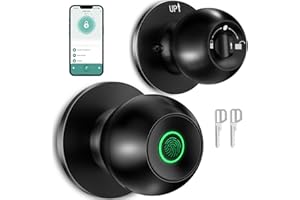 HEI LIANG Fingerprint Door Lock，Smart Door Knob, Smart Biometric Door Lock Fingerprint Door knob with App Control Suitable for Bedroom,Utility Room,Apartments Offices,Hotels(Black)