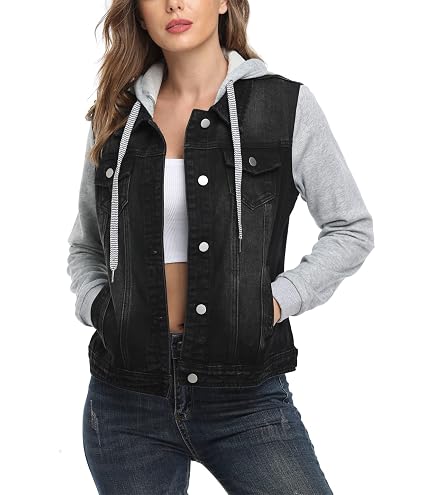 Kedera Women's Distressed Sleeveless Denim Vest with Detachable