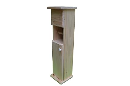 Solid Wood Toilet Paper Holder Storage And Tissue Box Unit