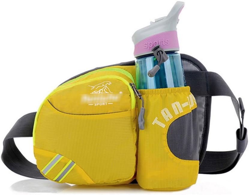Multifunctional Waterproof Waist Pack with Water Bottle Holder Waist Bag Fanny Pack for Running / Hiking / Camping / Cycling / Traveling / Any Outdoor Sport (Yellow)
