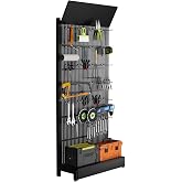 Lhysn Peg Board Display Stand - Pegboard Shelf with 30 Hooks,85x36x13 in,Portable Metal Pegboard Organizer Gondola Retail Shelving Garage for DIY, Kitchen Decor, Store,Mobile Phone Shop/Black