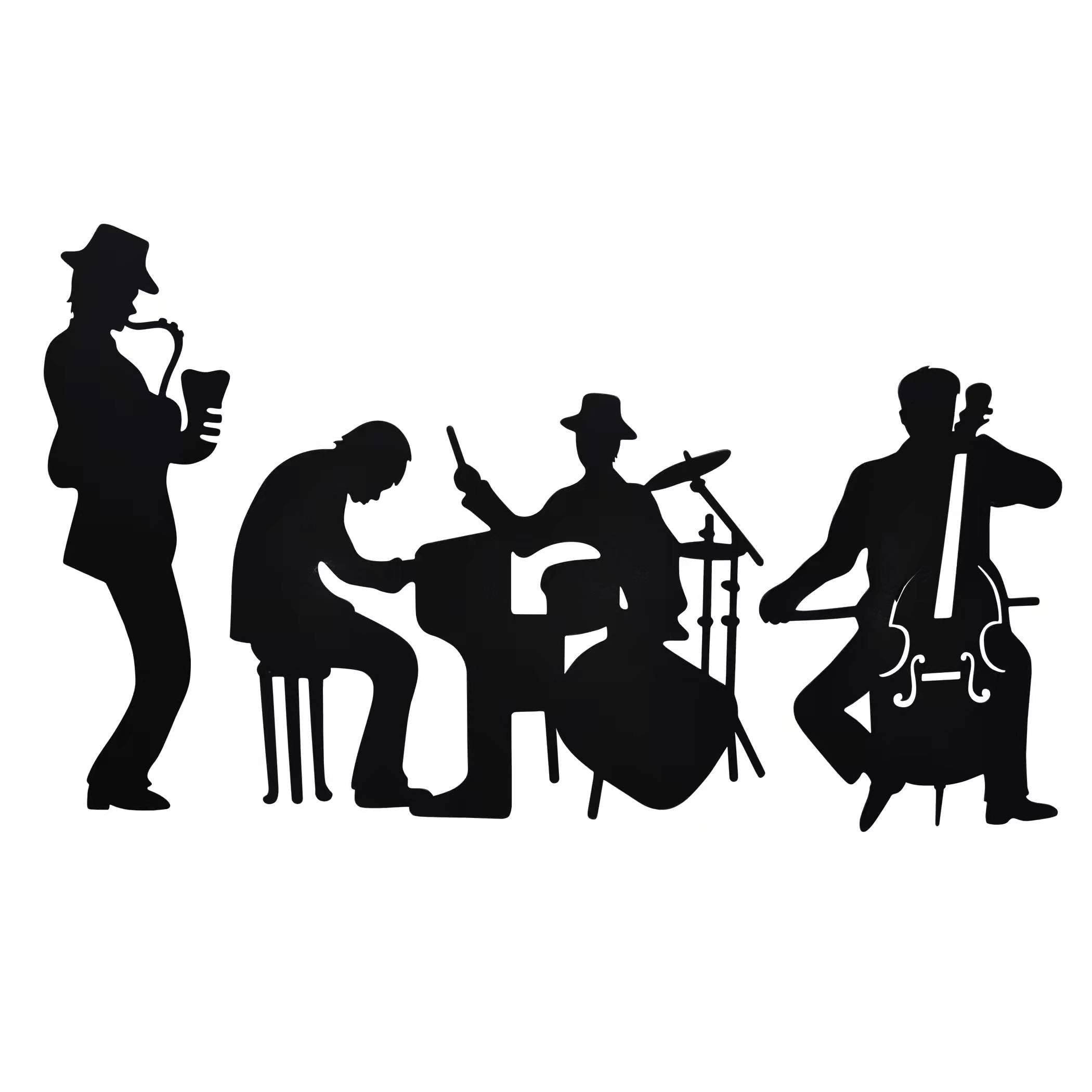 Music Metal Silhouette Music Metal Wall Decoration Saxophone Wall Hanging Cello Wall Art Jazz Drum Wall Decoration for Living Room Bedroom Office Hanging Wotieuns