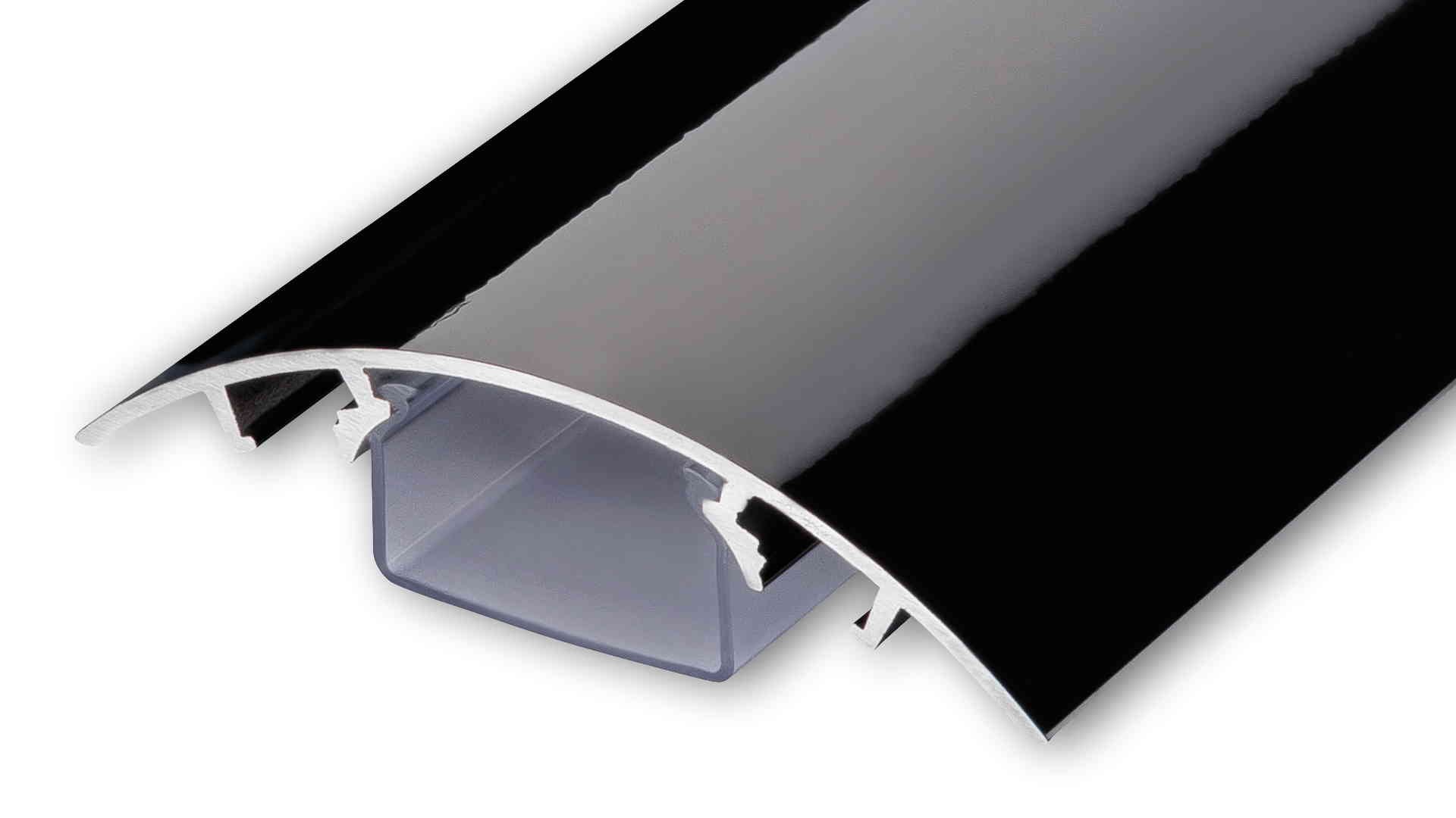 Aluminium cable duct in black high gloss in different lengths compartment cover cable management ALUNOVO (length: 140cm)