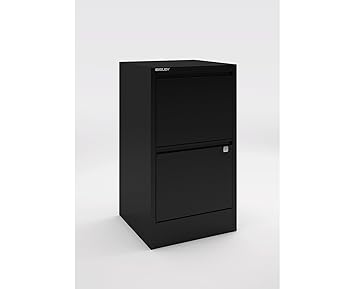 Bisley A4 2 Drawer Flush Front Filing Cabinet Color Black