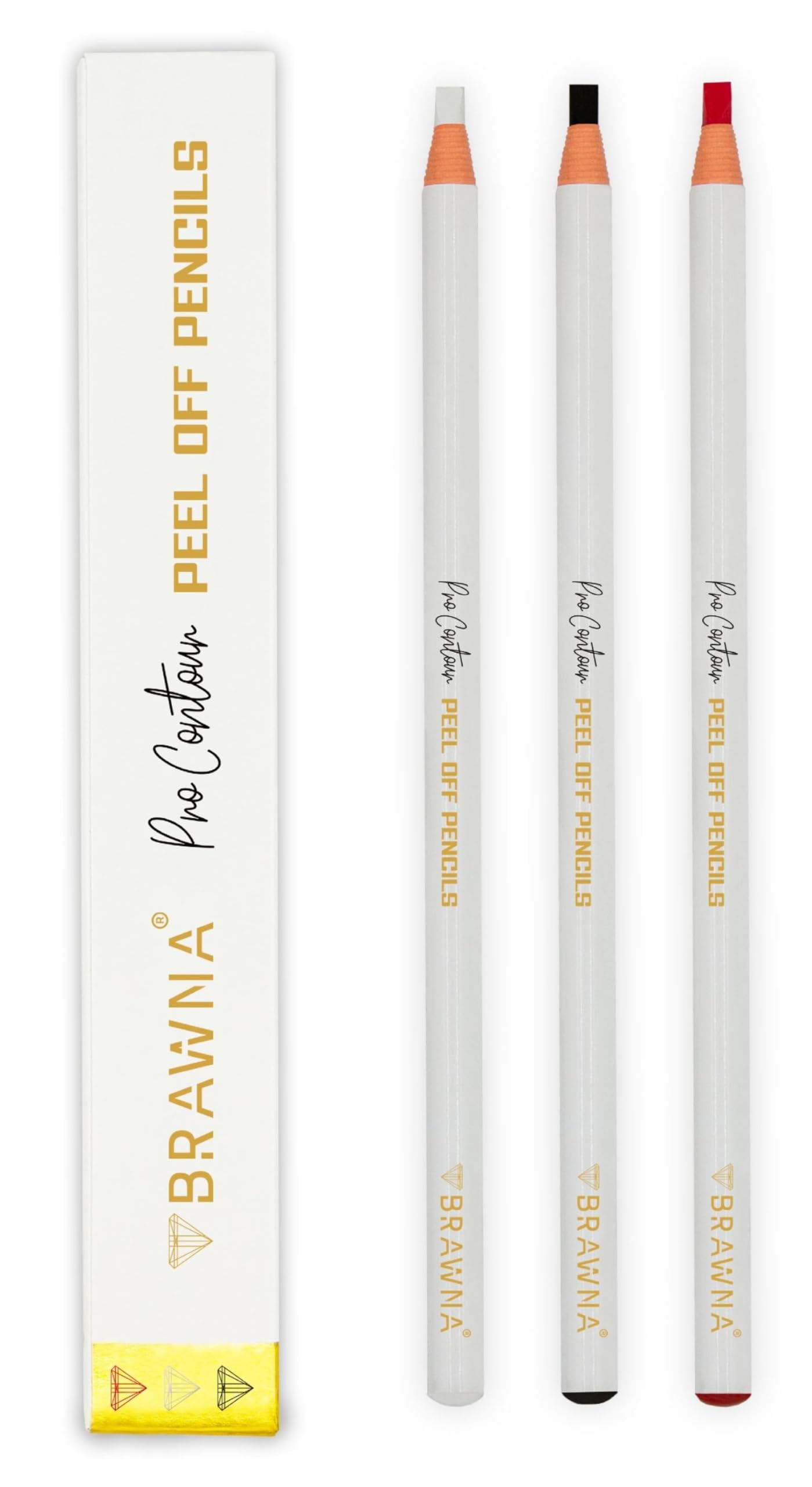 Photo 1 of BRAWNA 3 PCS PMU Mapping Pencils for Microblading Eyebrow, Lip Blushing and Brow Measuring