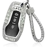 Bling Bling Luxury Crystal Diamond Key Fob Case Cover Keychain Kit for Ford Fusion F-150 Edge Explorer Mustang Lincoln MKZ MKC 3/4/5 Buttons Smart Key