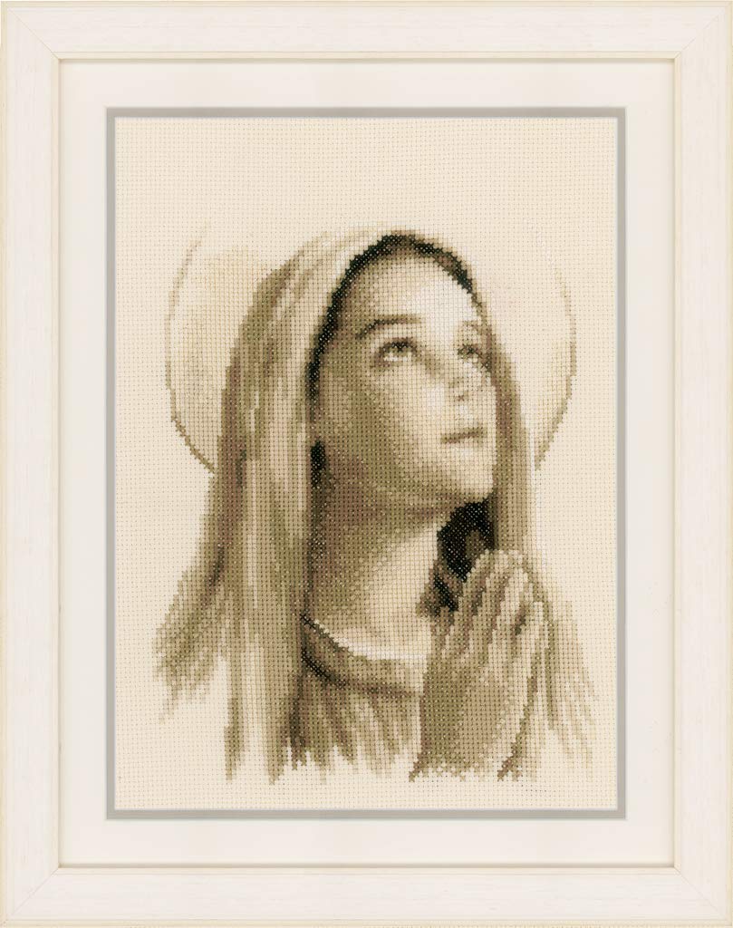 Vervaco Counted Cross Stitch Kit Hail Mary aida, Cotton Blend, Assorted, 32 x 6.6 x 37 cm