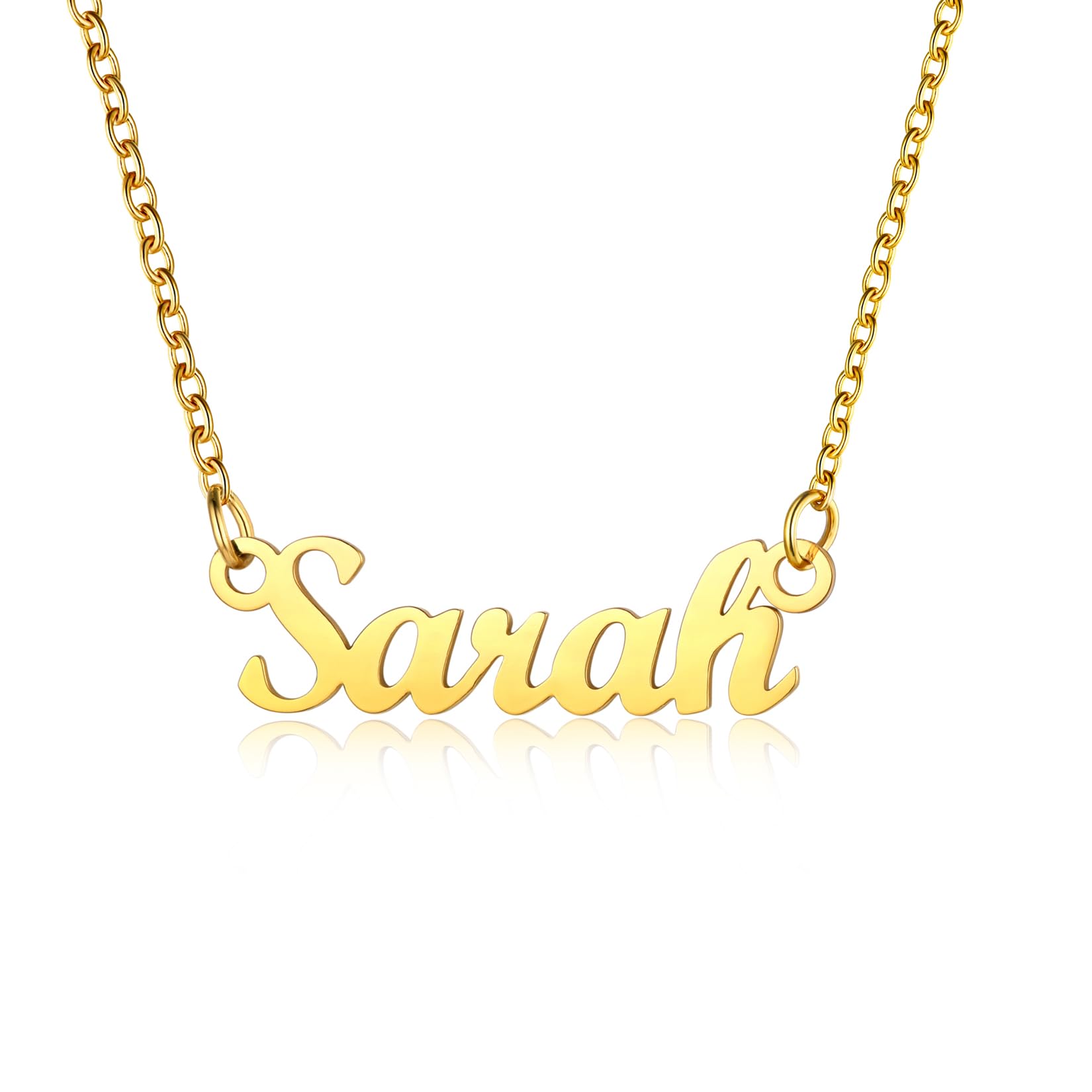 U7 Sarah Name Necklace Womens Girls 18K Gold Plated Choker Cute Tiny Pendant English Necklaces — image 1