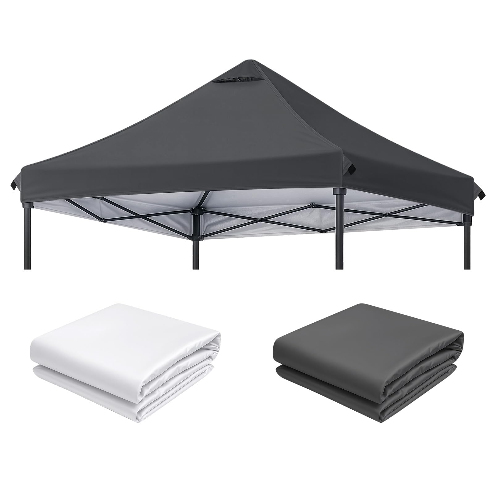 Photo 1 of 8X8 Canopy Replacement Top Only, Waterproof Pop Up Canopy Tent Top with Windproof Ropes, 420D Sliver Coated Polyester for Outdoor Garden Pavilion Sun Shade (Gray)