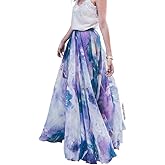 CHICWISH Women's Floral Watercolor Flower Maxi Floral Chiffon Slip Skirt