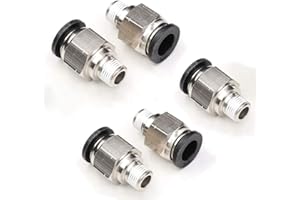 CEKER Push to Connect Air Pipe Fittings PC 3/8" Tube Od x 1/8" NPT Thread Male Straight Pneumatic Fitting Push in Quick Tube Fitting Connector 5Pack