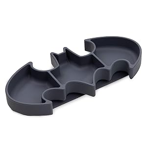 Bumkins DC Comics Batman Silicone Grip Dish, Suction Plate, Divided Plate, Baby Toddler Plate, BPA Free, Microwave Dishwasher Safe